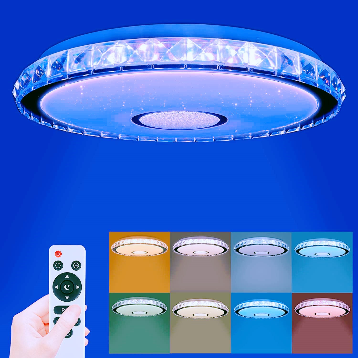 Plafon LED de Techo 72W Ø510mm Lámpara CCT Regulable de Color RGB Con Altavoz  Bluetooth Para Música - Onssi