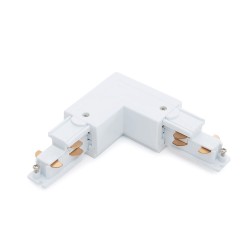 Conector Para Unir Carril Trifásico de 4 Hilos Tipo L Color Blanco Rectangular