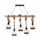 Lámpara Colgante de Techo Vintage,Casquillo E27 Retro 5 Luces (Sin Bombillas),Luz de Madera y Cadena de hierro de Estilo Rústico
