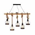 Lámpara Colgante de Techo Vintage,Casquillo E27 Retro 5 Luces (Sin Bombillas),Luz de Madera y Cadena de hierro de Estilo Rústico