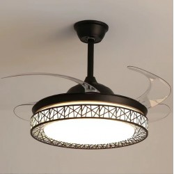 Ventilador de Techo con Luz Led 66W (36W/Luz+DC32W/motor),Con Control Remoto Cambiar la Temperatura de Color,Negro