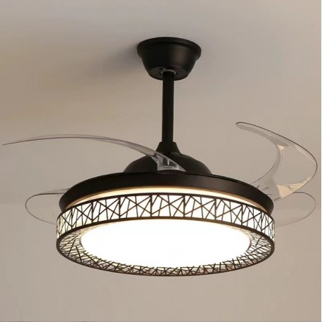Ventilador de Techo con Luz Led 66W (36W/Luz+DC32W/motor),Con Control Remoto Cambiar la Temperatura de Color,Negro