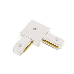 Conector Tipo L blanco para unir y alimentar eléctricamente dos tramos de carril Monofásico 