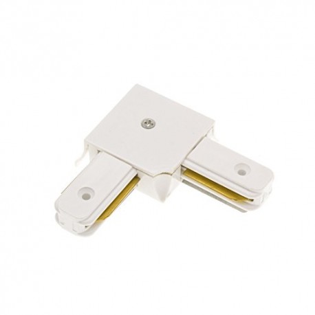 Conector Tipo L blanco para unir y alimentar eléctricamente dos tramos de carril Monofásico 